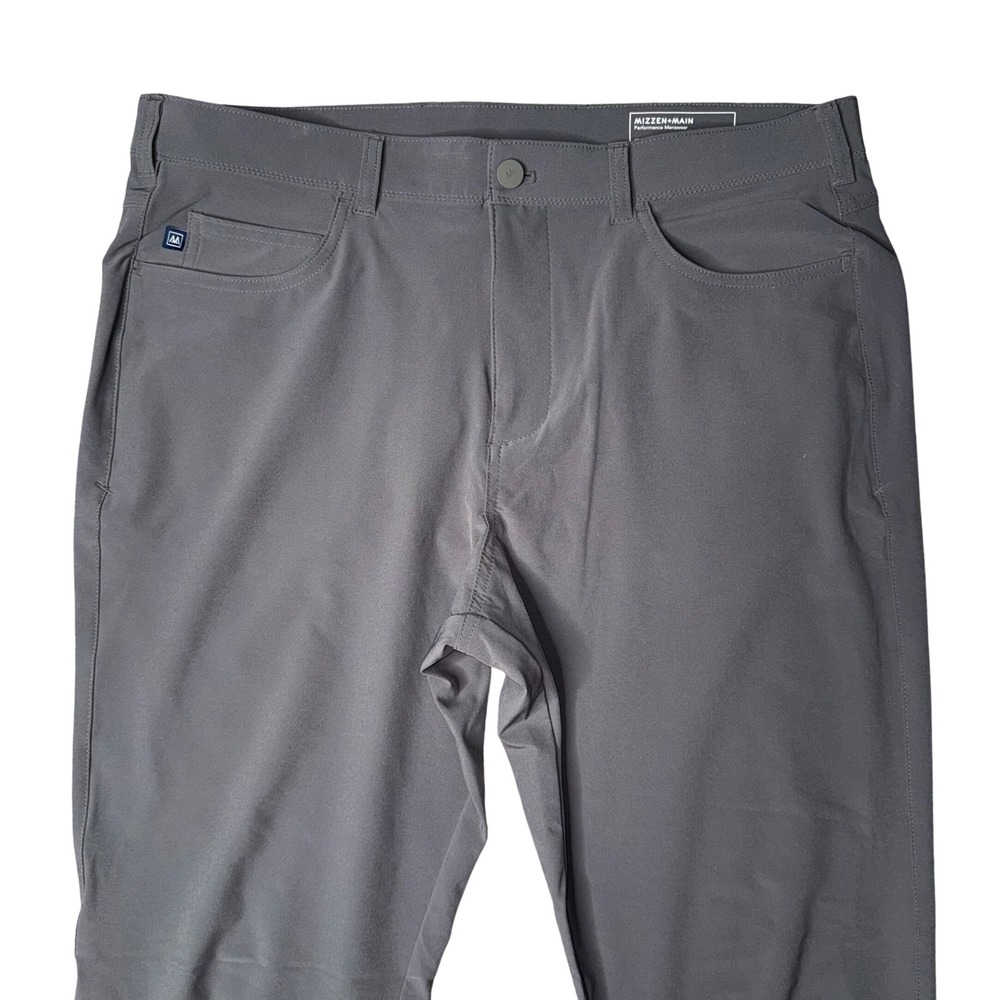 Mizzen+Main Helmsman Slim Pants Mens 35x32 Grey Excellent Performance‎ Chino - Picture 2 of 5